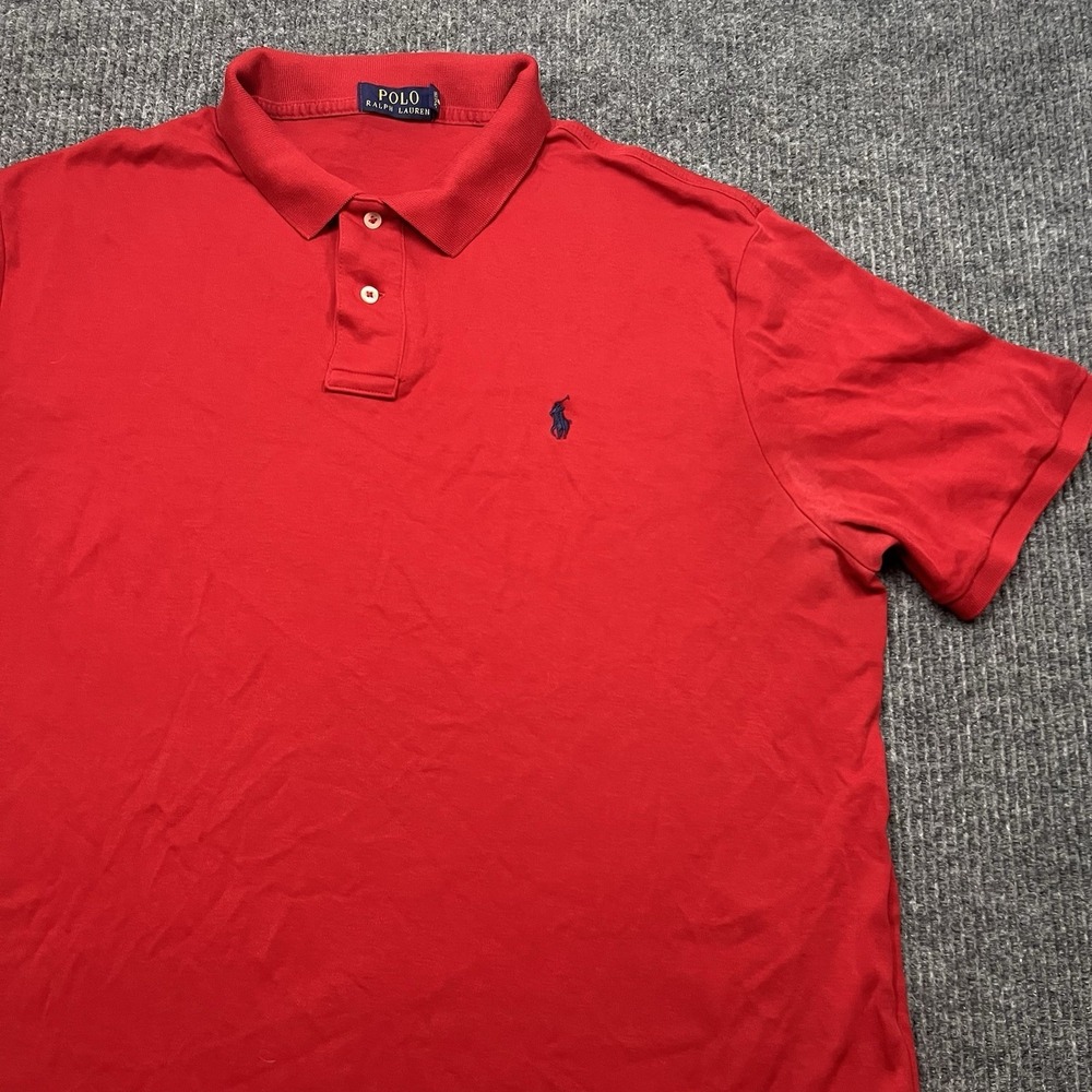 Polo Ralph Lauren Golf Shirt Mens XL Red Pima Soft Touch Cotton Pony Mesh
